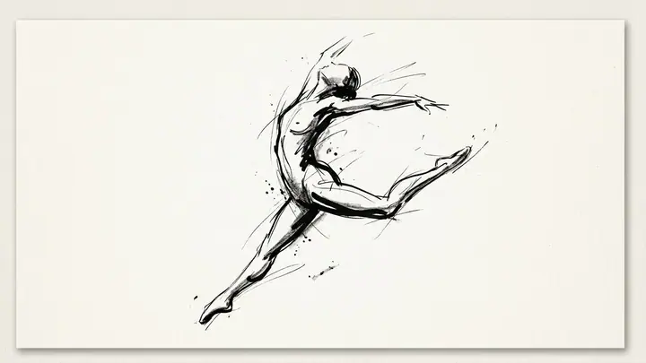 Loose black ink gesture sketch of a sprinter on off-white paper
