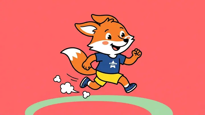 Flat vector bubble tea cup character running on a yellow background